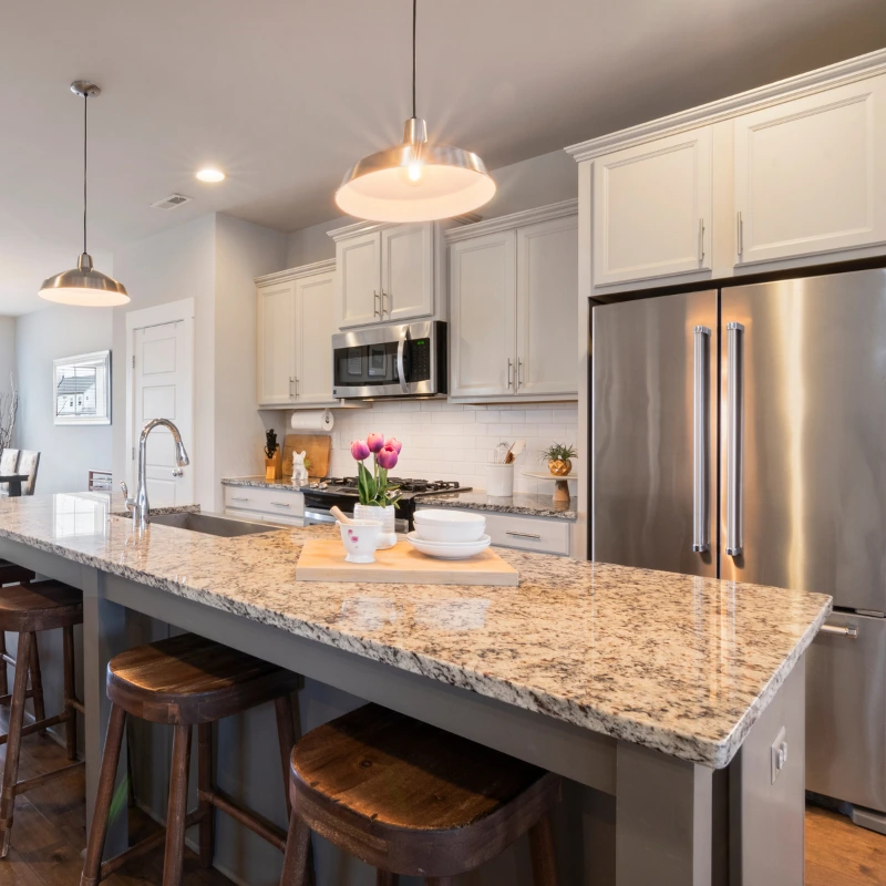 Freshly painted kitchen cabinets